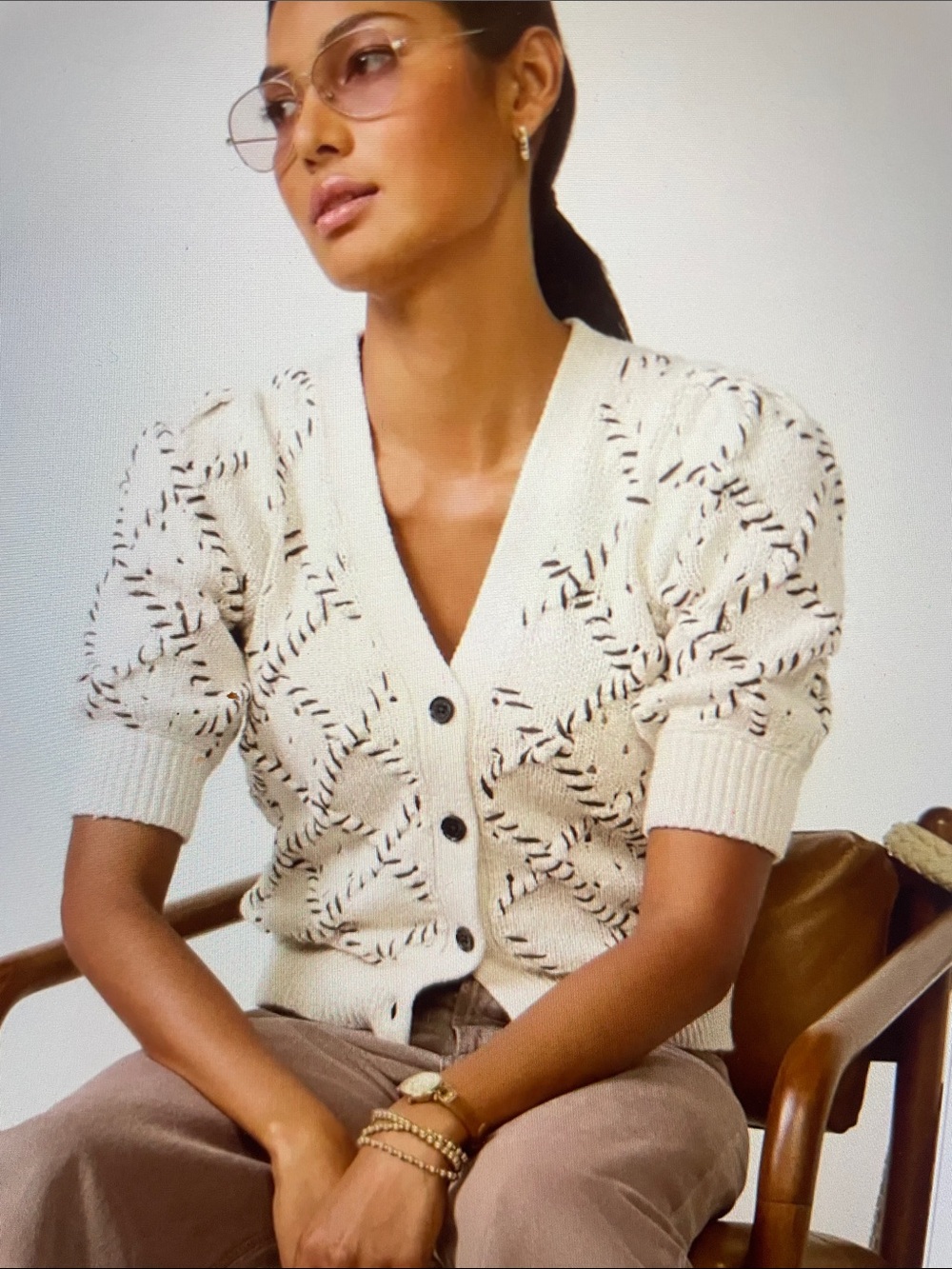 Rails Isla cardigan in oat argyle sz S
